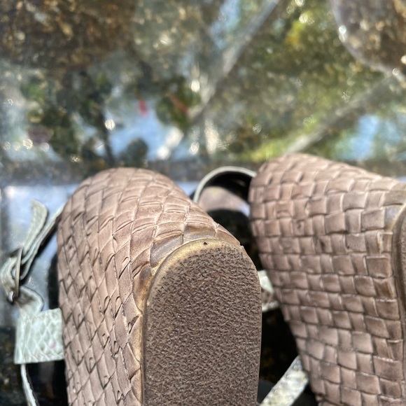 Snakeskin Print Leather Wedges